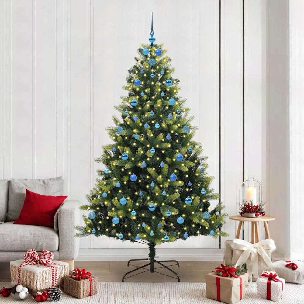 Produktbild för Konstigt hinged julgran 300 LEDs Grön 210 cm PVC och PE