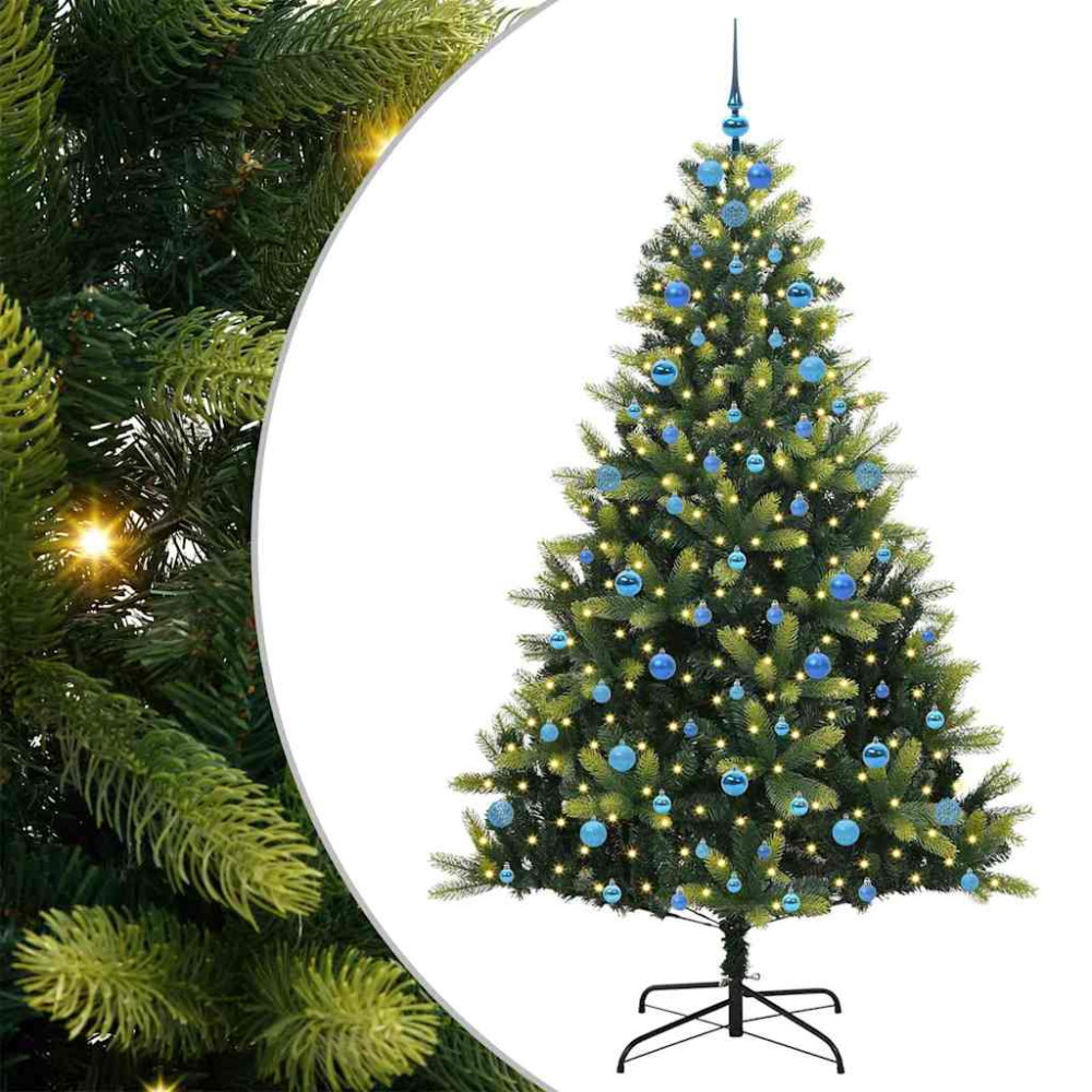 Produktbild för Konstigt hinged julgran 300 LEDs Grön 210 cm PVC och PE
