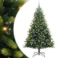 Produktbild för Konstigt hinged julgran 300 LEDs Grön 210 cm PVC och PE