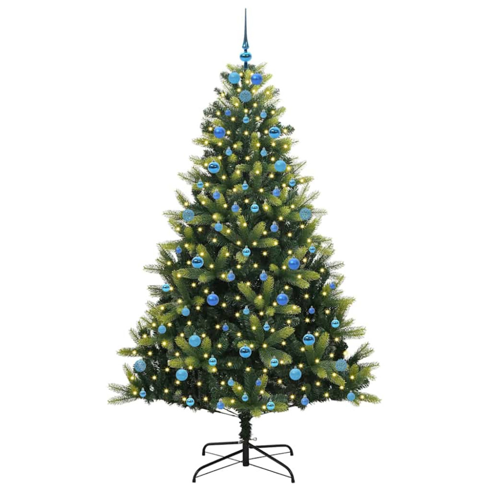 Produktbild för Konstigt hinged julgran 300 LEDs Grön 210 cm PVC och PE