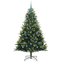 Produktbild för Konstigt hinged julgran 300 LEDs Grön 210 cm PVC och PE