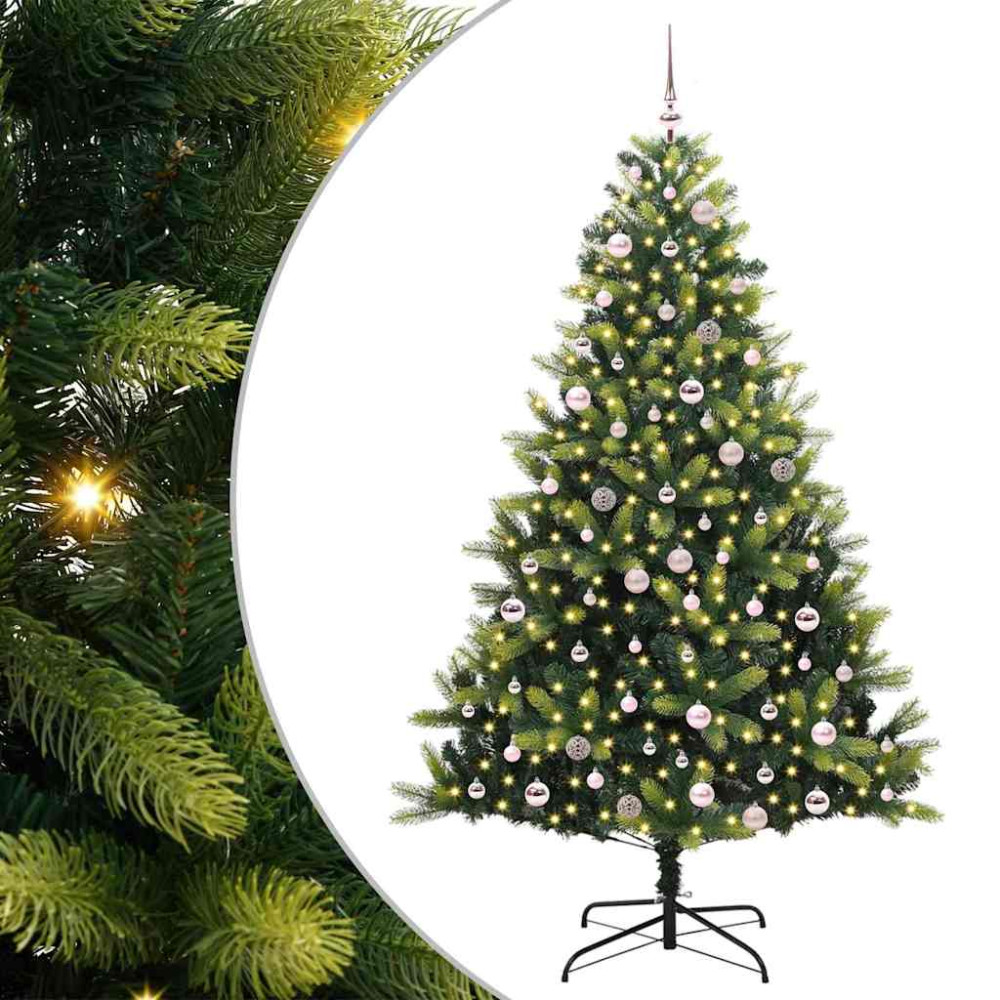 Produktbild för Konstigt hinged julgran 300 LEDs Grön 240 cm PVC och PE
