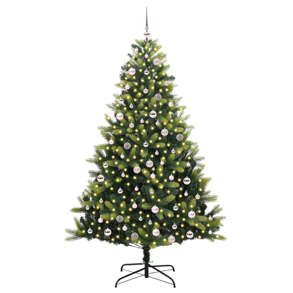 Produktbild för Konstigt hinged julgran 300 LEDs Grön 240 cm PVC och PE