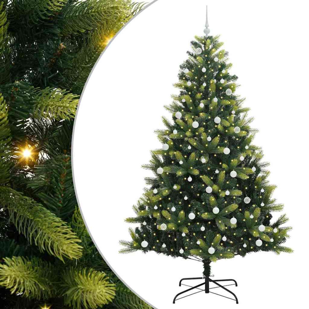 Produktbild för Konstigt hinged julgran 300 LEDs Grön 240 cm PVC och PE