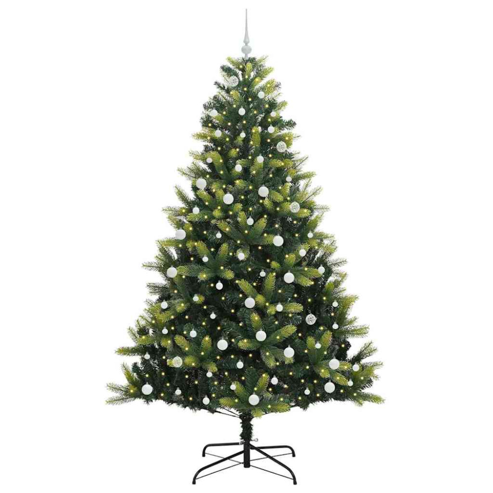 Produktbild för Konstigt hinged julgran 300 LEDs Grön 240 cm PVC och PE