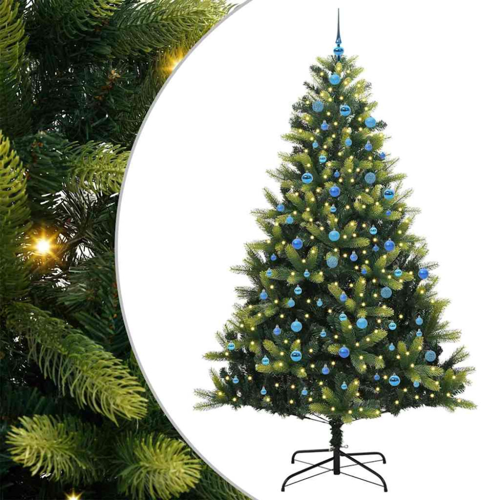 Produktbild för Konstigt hinged julgran 300 LEDs Grön 240 cm PVC och PE