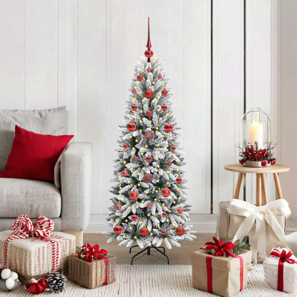 Produktbild för Konstgjord julgran Vit 120 cm PVC, Plast, Stål och PE