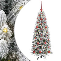Produktbild för Konstgjord julgran Vit 120 cm PVC, Plast, Stål och PE