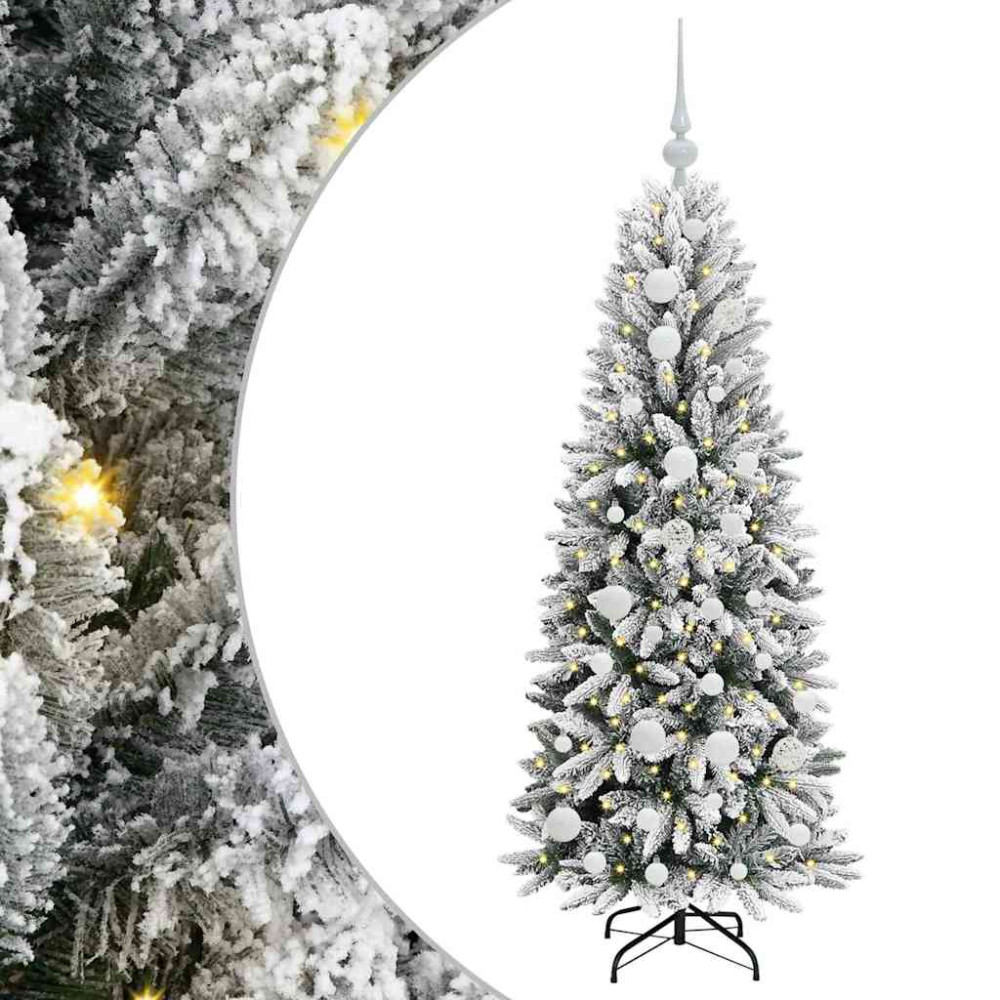 Produktbild för Konstgjord julgran Vit 120 cm PVC, Plast, Stål och PE