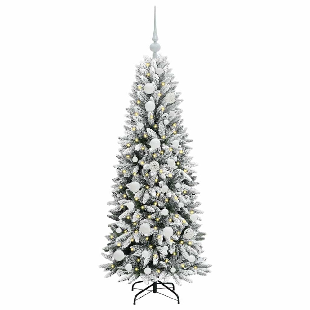 Produktbild för Konstgjord julgran Vit 120 cm PVC, Plast, Stål och PE