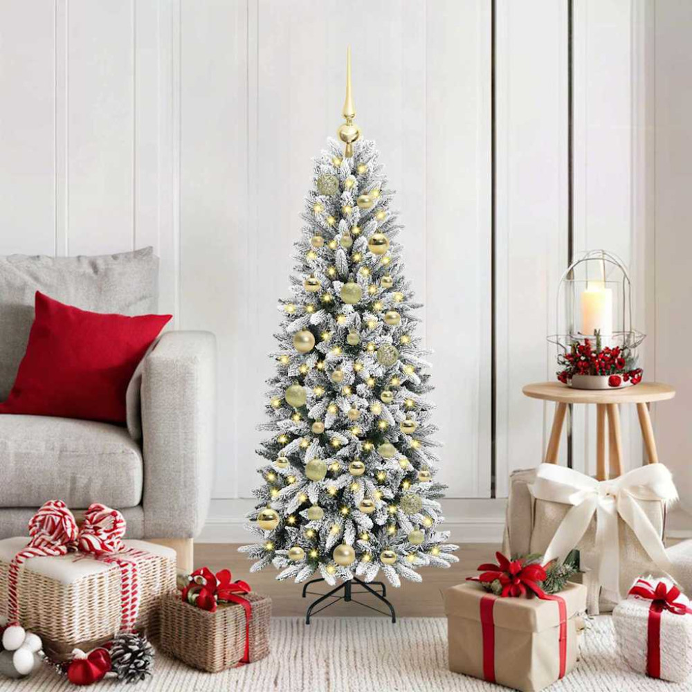 Produktbild för Konstgjord julgran Vit 120 cm PVC, Plast, Stål och PE