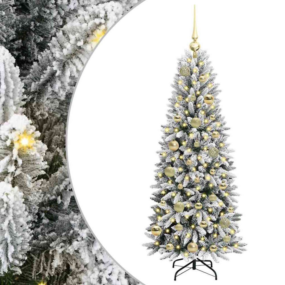 Produktbild för Konstgjord julgran Vit 120 cm PVC, Plast, Stål och PE