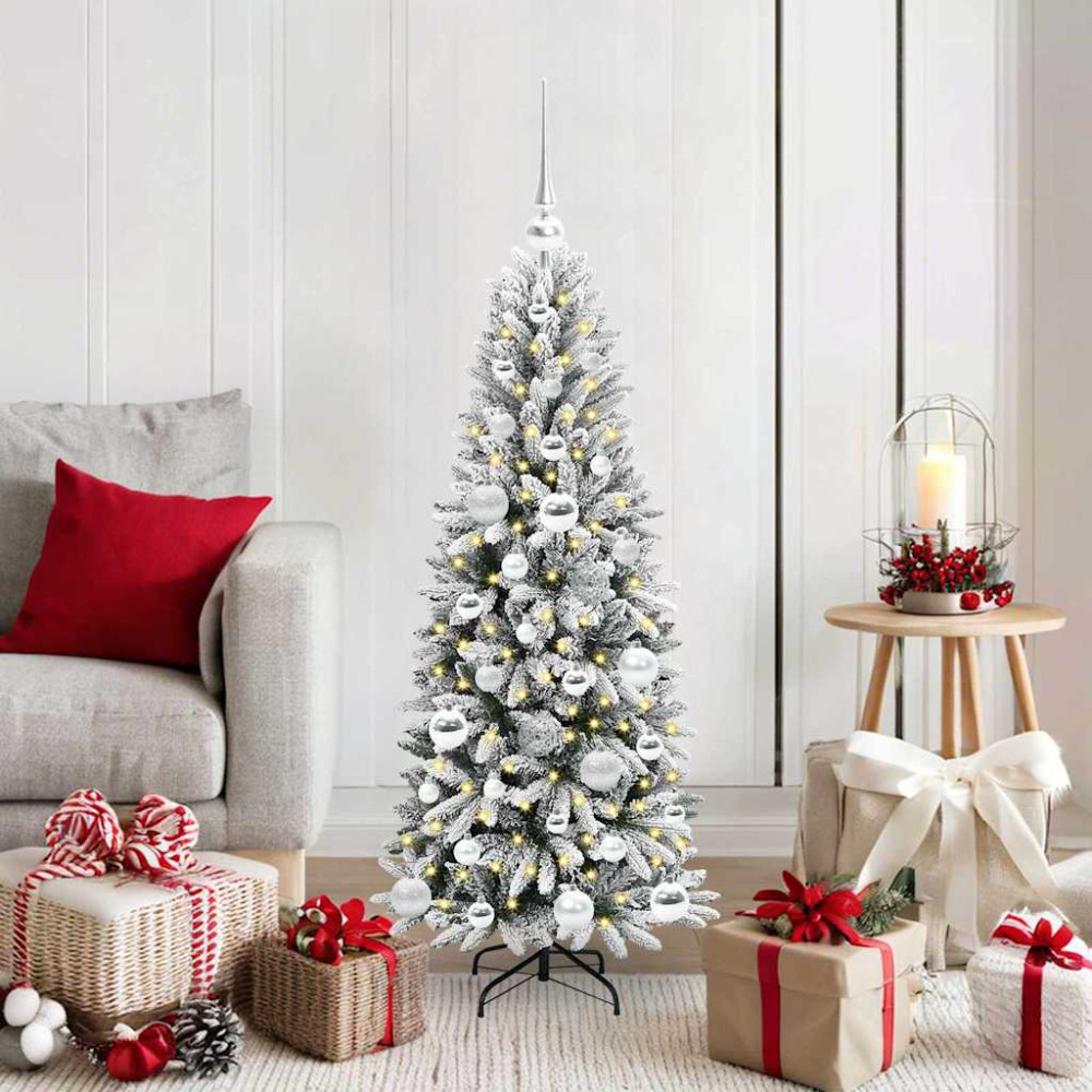 Produktbild för Konstgjord julgran Vit 120 cm PVC, Plast, Stål och PE
