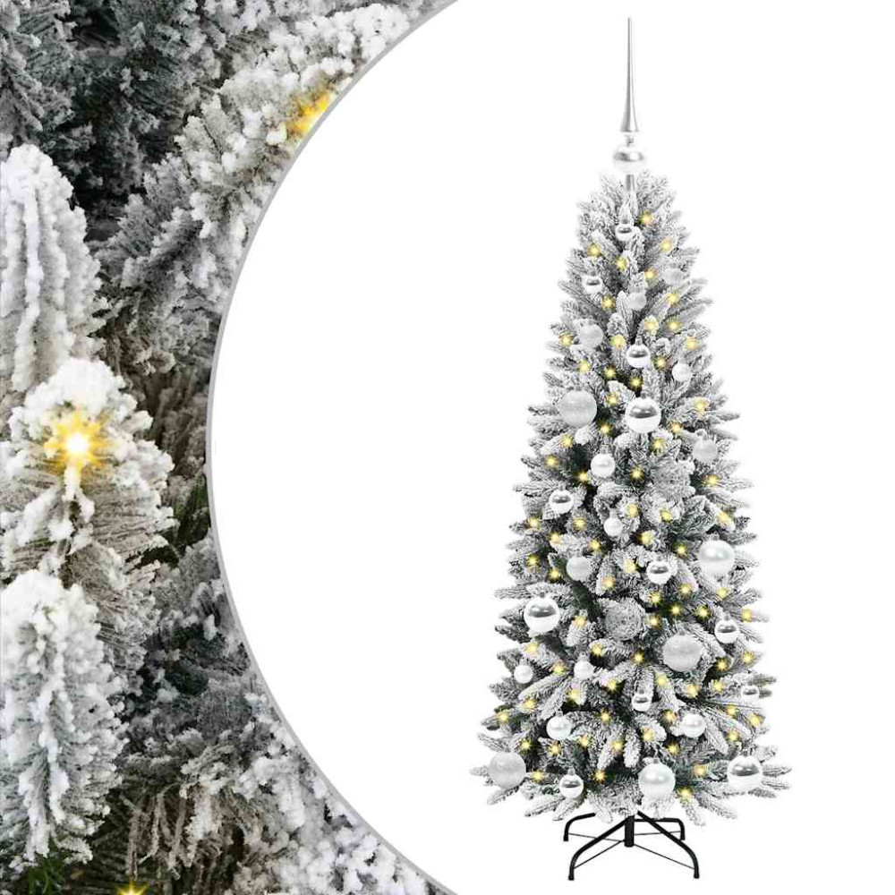 Produktbild för Konstgjord julgran Vit 120 cm PVC, Plast, Stål och PE