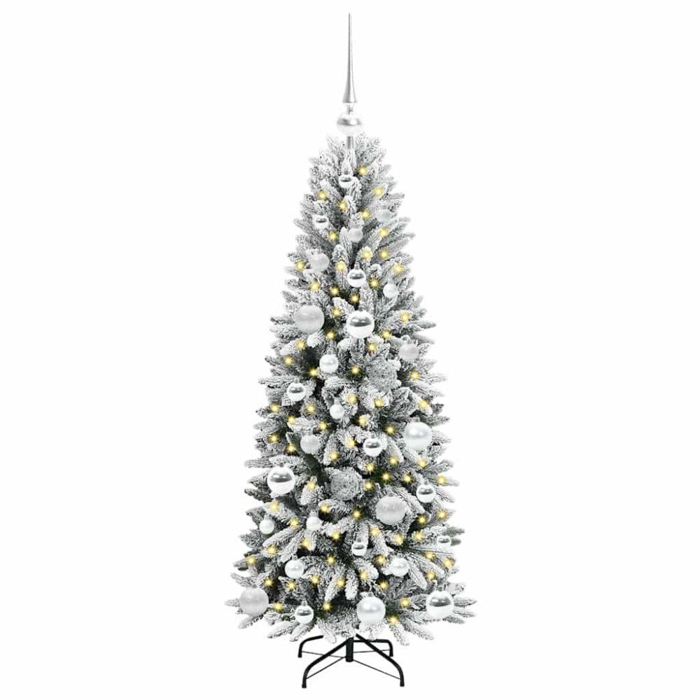 Produktbild för Konstgjord julgran Vit 120 cm PVC, Plast, Stål och PE