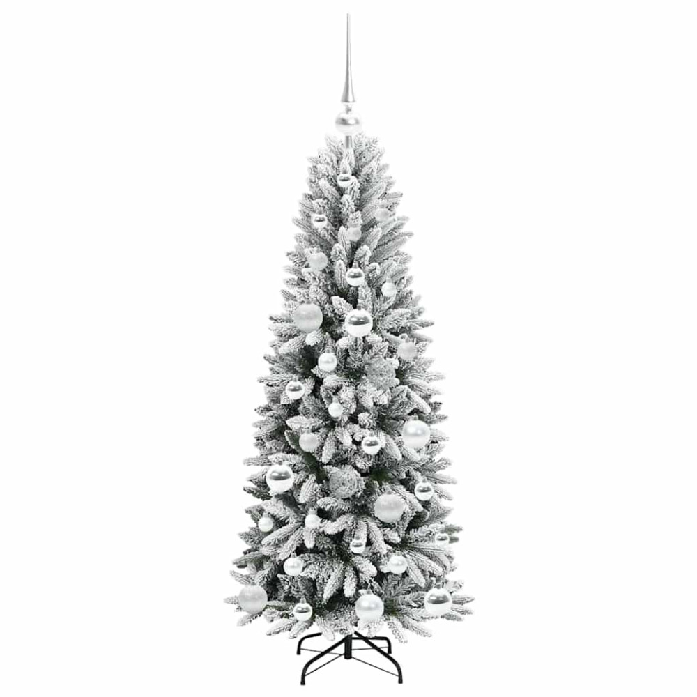 Produktbild för Konstgjord julgran Vit 120 cm PVC, Plast, Stål och PE