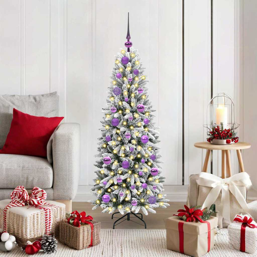 Produktbild för Konstgjord julgran Vit 120 cm PVC, Plast, Stål och PE