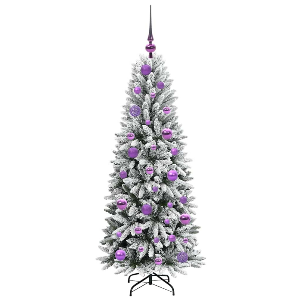 Produktbild för Konstgjord julgran Vit 120 cm PVC, Plast, Stål och PE