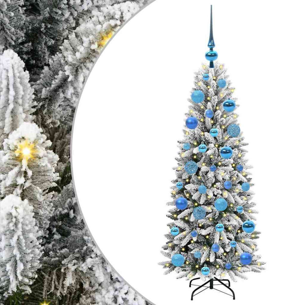 Produktbild för Konstgjord julgran Vit 120 cm PVC, Plast, Stål och PE