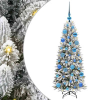 Produktbild för Konstgjord julgran Vit 120 cm PVC, Plast, Stål och PE