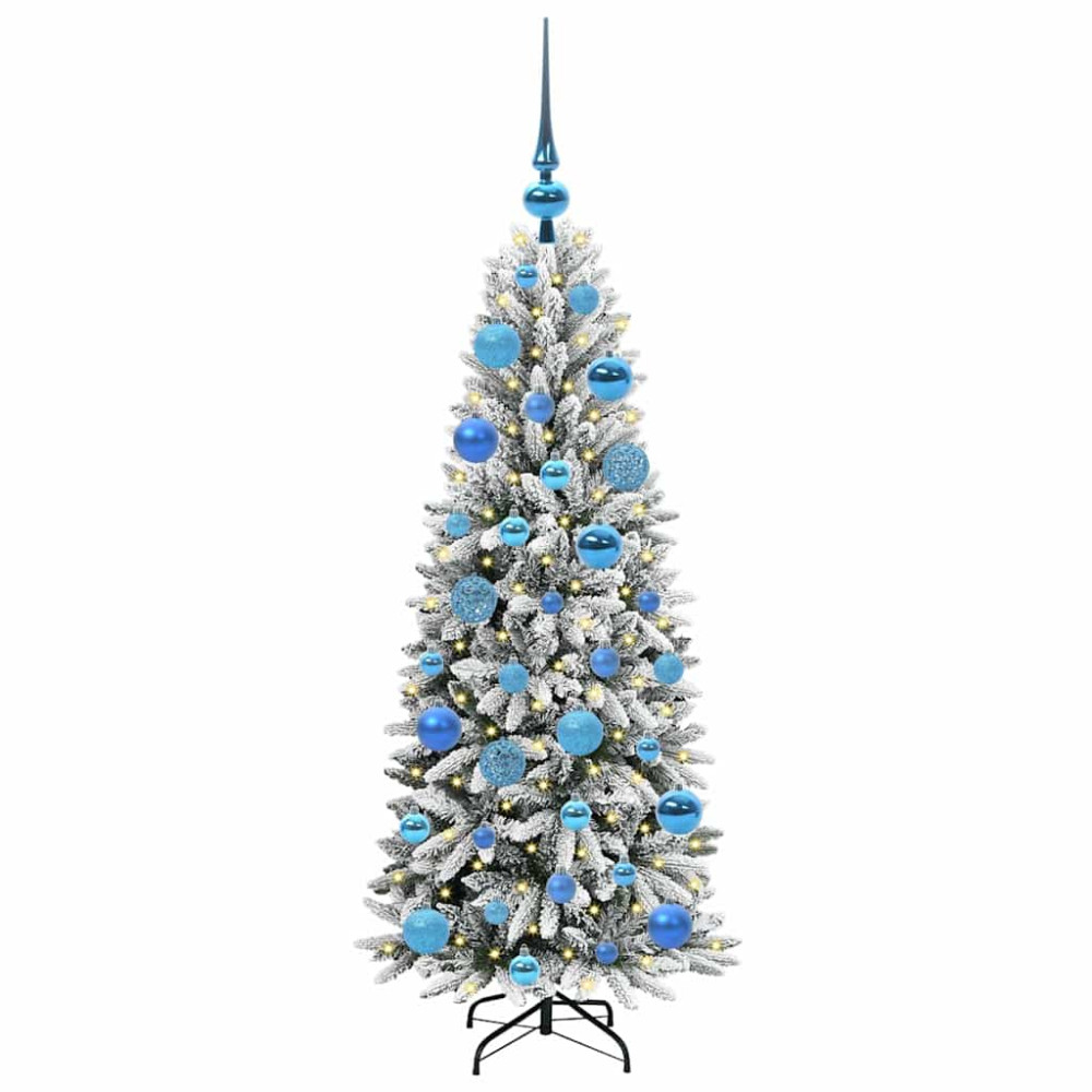Produktbild för Konstgjord julgran Vit 120 cm PVC, Plast, Stål och PE