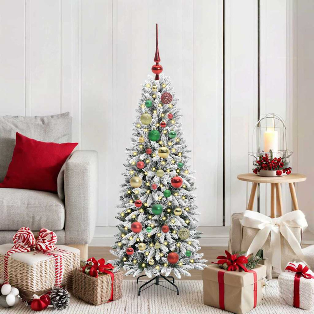 Produktbild för Konstgjord julgran Vit 120 cm PVC, Plast, Stål och PE