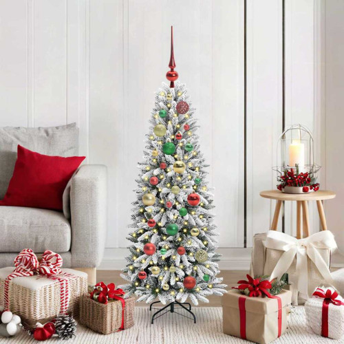 vidaXL Konstgjord julgran Vit 120 cm PVC, Plast, Stål och PE