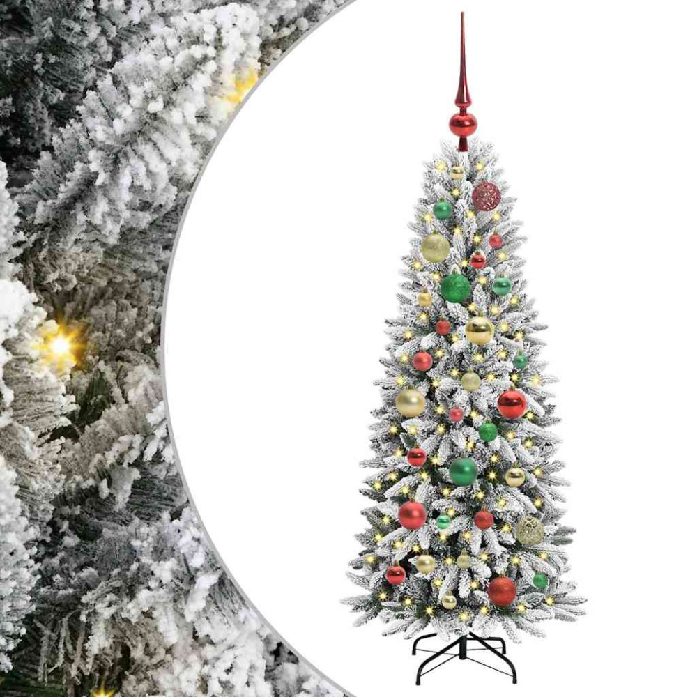Produktbild för Konstgjord julgran Vit 120 cm PVC, Plast, Stål och PE