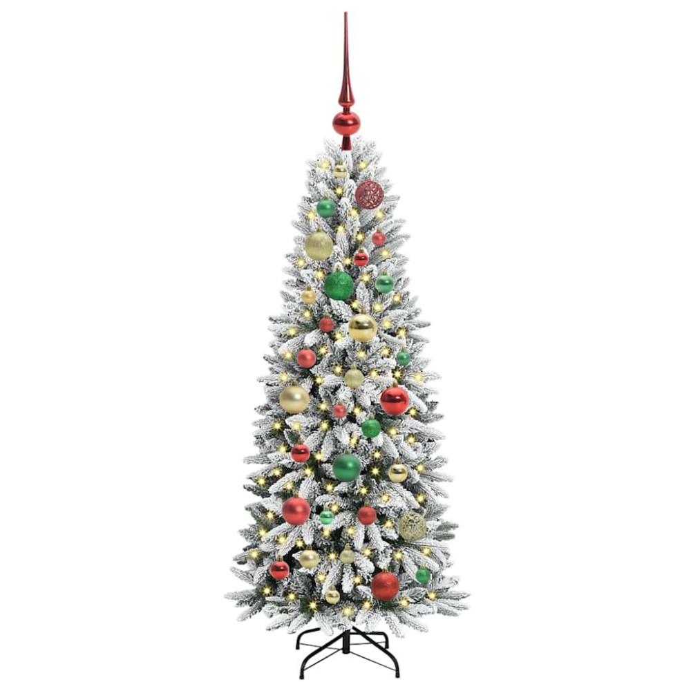 Produktbild för Konstgjord julgran Vit 120 cm PVC, Plast, Stål och PE