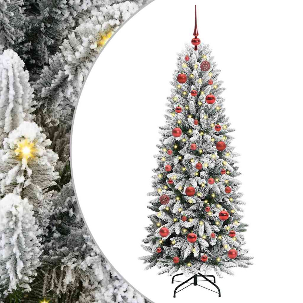 Produktbild för Konstgjord julgran Vit 150 cm PVC, Plast, Stål och PE