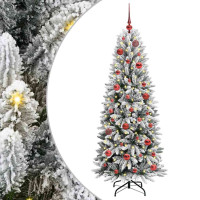 Produktbild för Konstgjord julgran Vit 150 cm PVC, Plast, Stål och PE