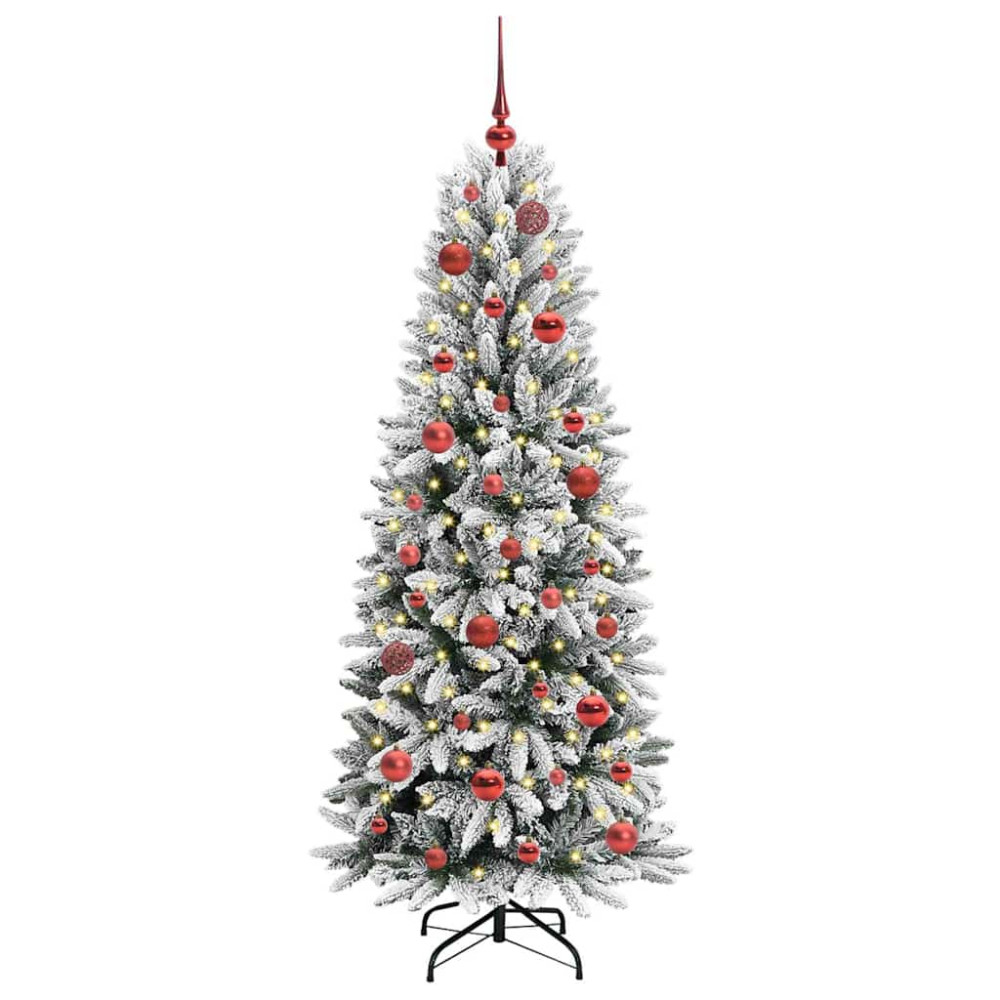 Produktbild för Konstgjord julgran Vit 150 cm PVC, Plast, Stål och PE