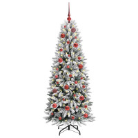 Produktbild för Konstgjord julgran Vit 150 cm PVC, Plast, Stål och PE