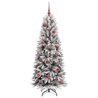 Produktbild för Konstgjord julgran Vit 150 cm PVC, Plast, Stål och PE