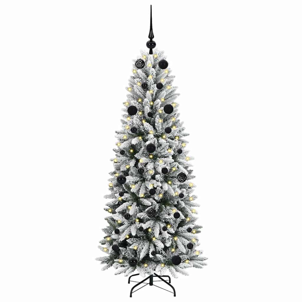 Produktbild för Konstgjord julgran Vit 150 cm PVC, Plast, Stål och PE