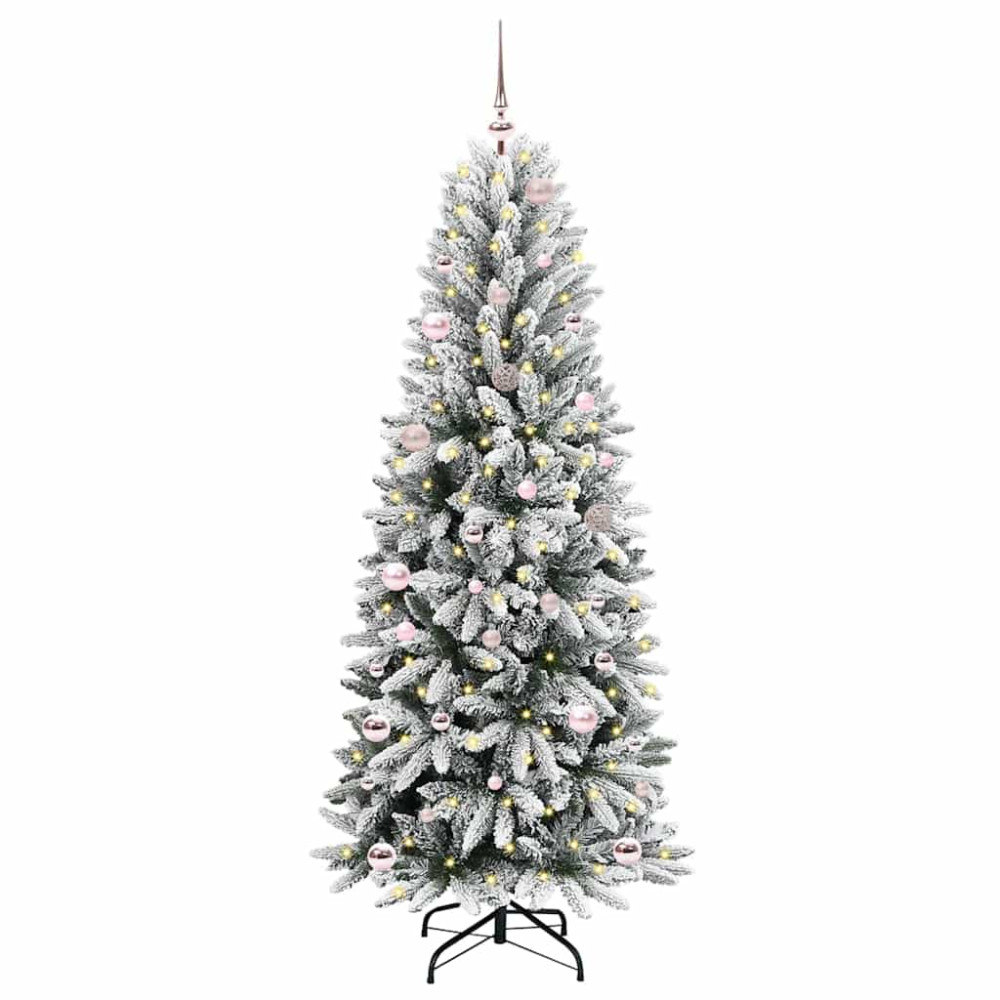 Produktbild för Konstgjord julgran Vit 150 cm PVC, Plast, Stål och PE