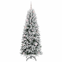 Produktbild för Konstgjord julgran Vit 150 cm PVC, Plast, Stål och PE