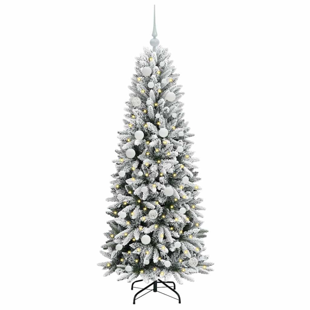 Produktbild för Konstgjord julgran Vit 150 cm PVC, Plast, Stål och PE