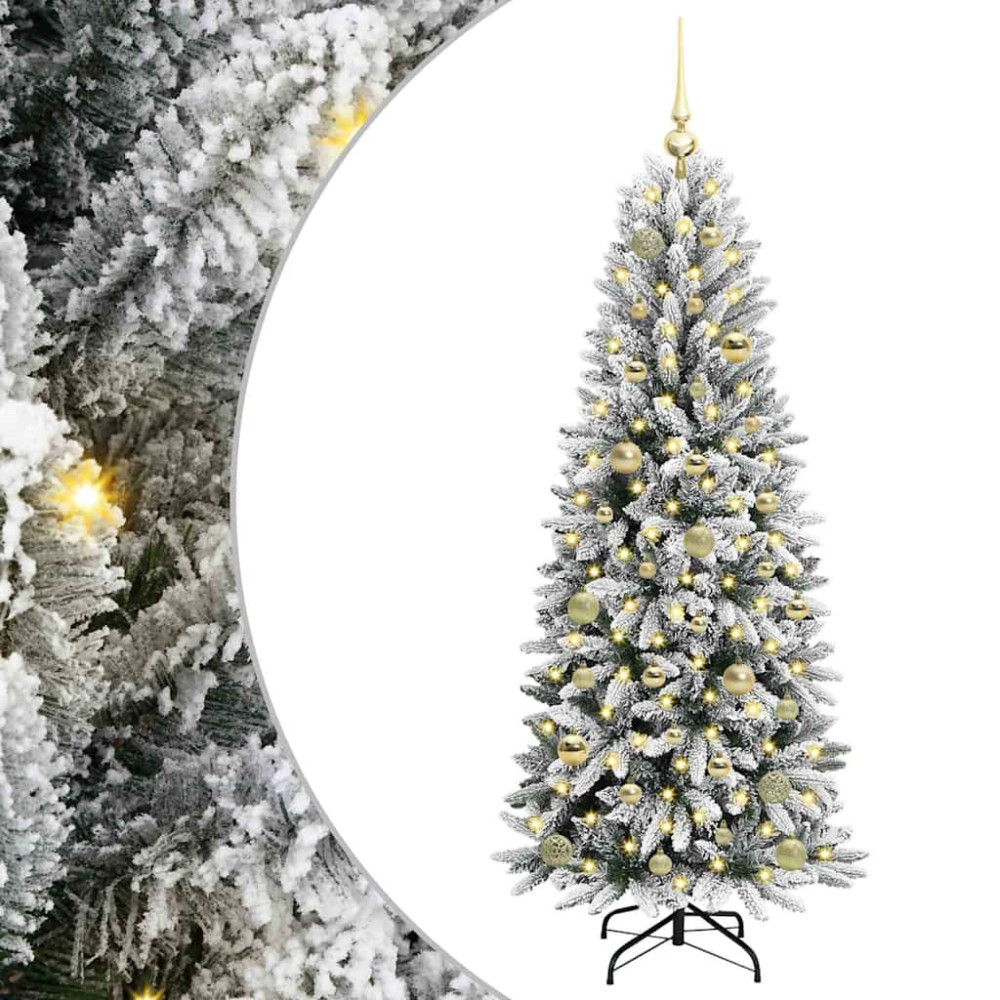 Produktbild för Konstgjord julgran Vit 150 cm PVC, Plast, Stål och PE