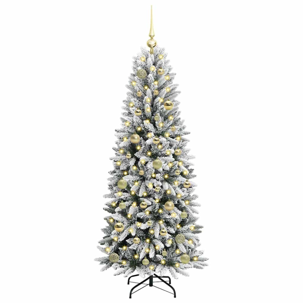 Produktbild för Konstgjord julgran Vit 150 cm PVC, Plast, Stål och PE