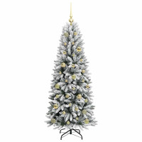 Produktbild för Konstgjord julgran Vit 150 cm PVC, Plast, Stål och PE