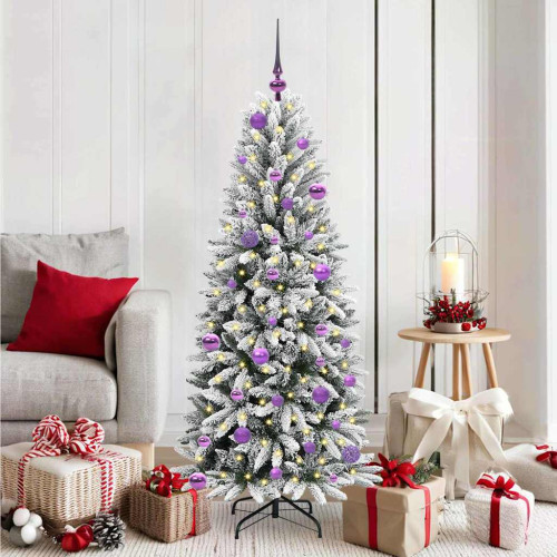 vidaXL Konstgjord julgran Vit 150 cm PVC, Plast, Stål och PE