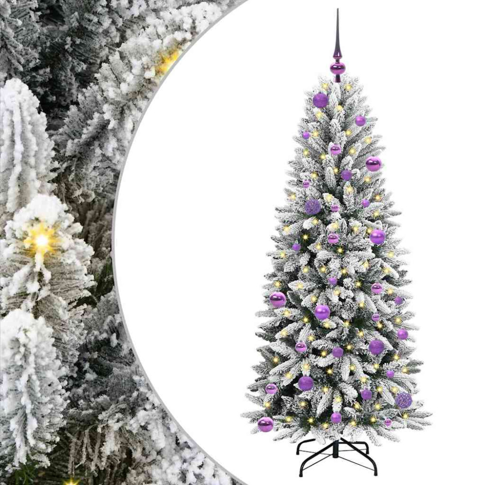 Produktbild för Konstgjord julgran Vit 150 cm PVC, Plast, Stål och PE
