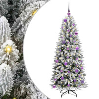 Produktbild för Konstgjord julgran Vit 150 cm PVC, Plast, Stål och PE