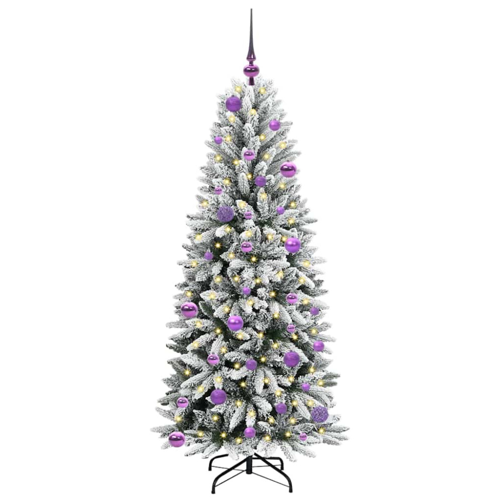 Produktbild för Konstgjord julgran Vit 150 cm PVC, Plast, Stål och PE