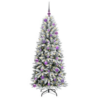 Produktbild för Konstgjord julgran Vit 150 cm PVC, Plast, Stål och PE