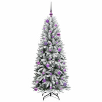 Produktbild för Konstgjord julgran Vit 150 cm PVC, Plast, Stål och PE