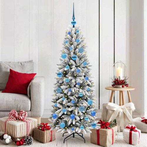 vidaXL Konstgjord julgran Vit 150 cm PVC, Plast, Stål och PE
