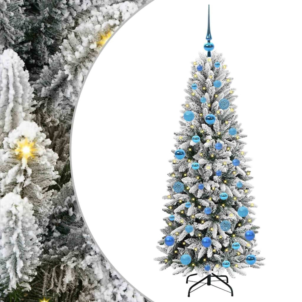 Produktbild för Konstgjord julgran Vit 150 cm PVC, Plast, Stål och PE