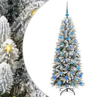 Produktbild för Konstgjord julgran Vit 150 cm PVC, Plast, Stål och PE